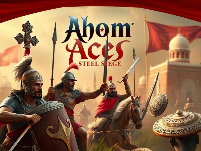 Ahom Aces Steel Siege game banner showing ancient Indian warfare